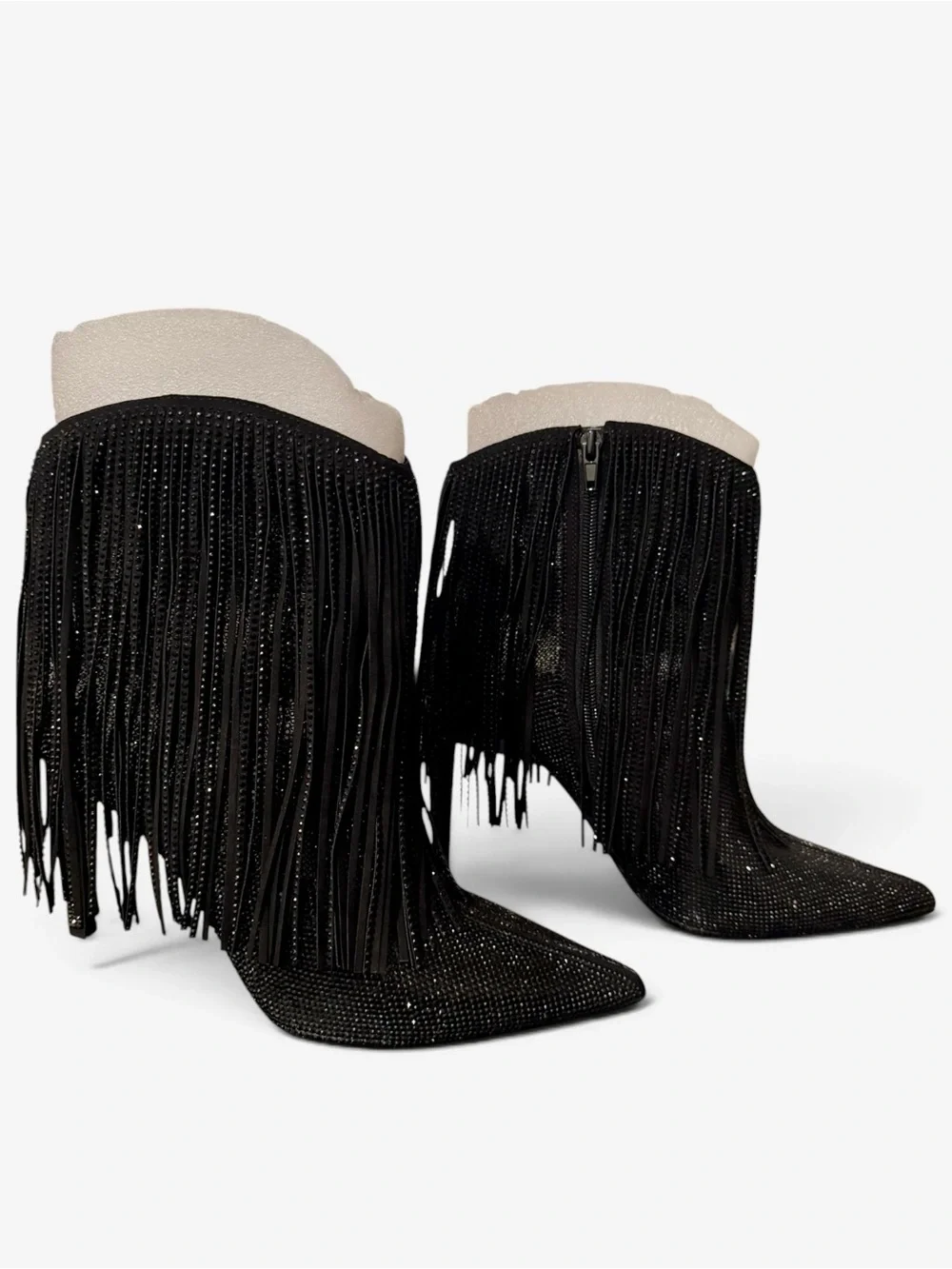 INC International Concepts Black Rhinestone Fringe Ankle Boots